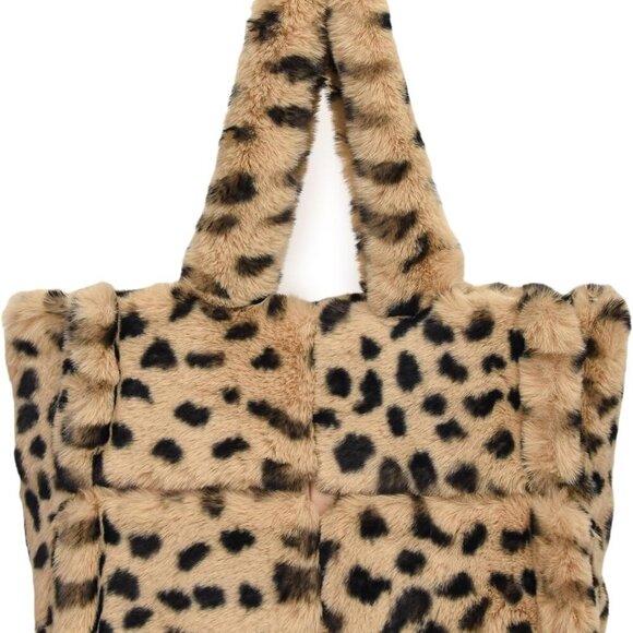 Handbags - Faux Fur Purse Women Fuzzy Shoulder Handbag Large Capacity Cold Season